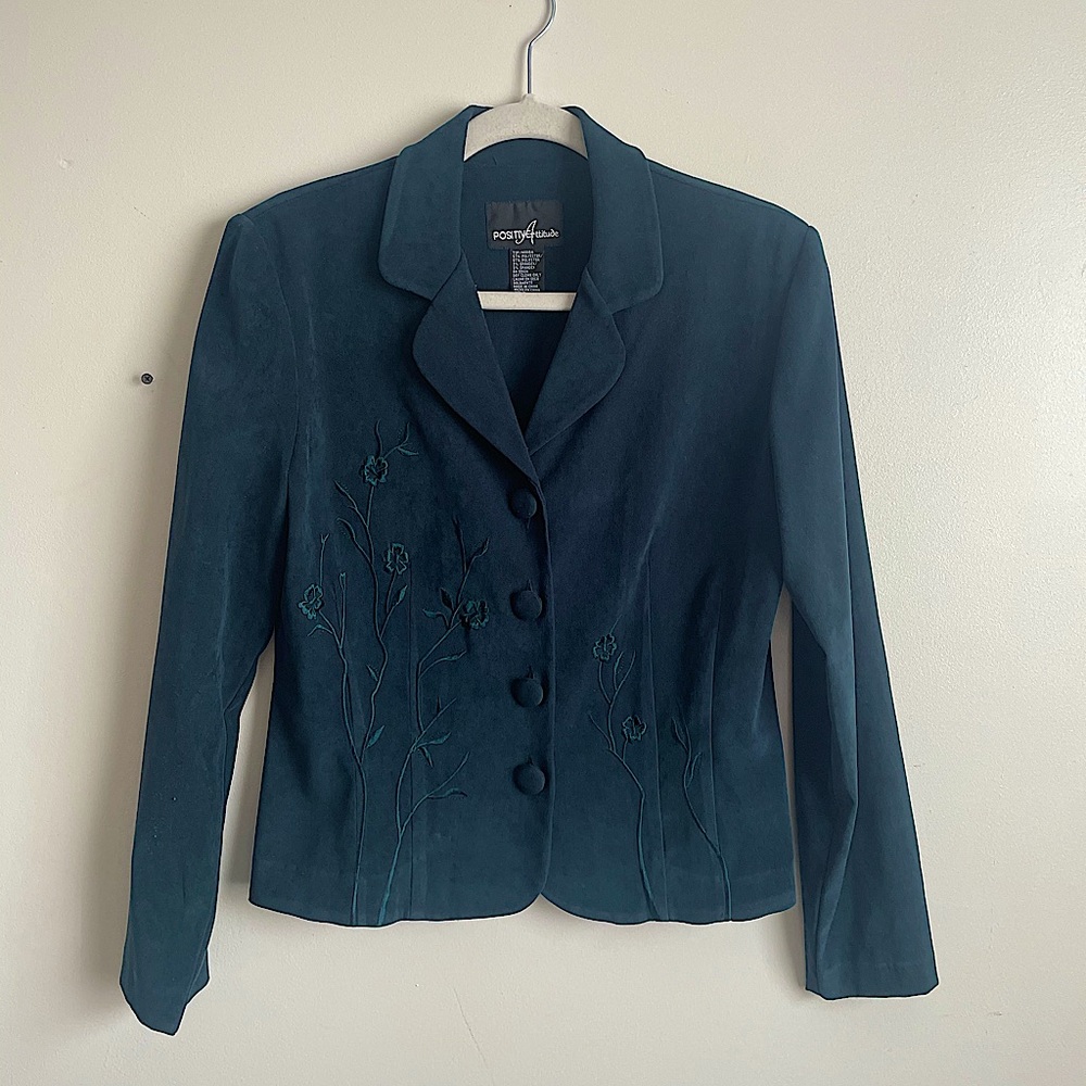 Cropped Deep Green Blazer by Positive Attitude Sz 6